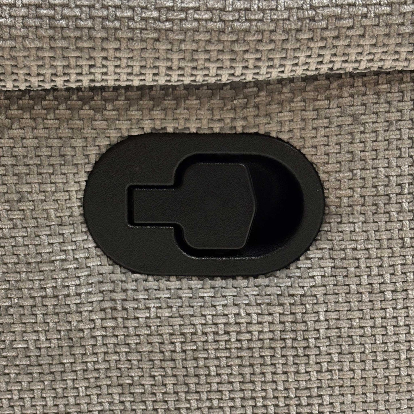 Detail shot focusing on the sturdy manual recliner release latch and the heavy-duty steel mechanism underneath, showcasing the high-quality build and structural durability.
