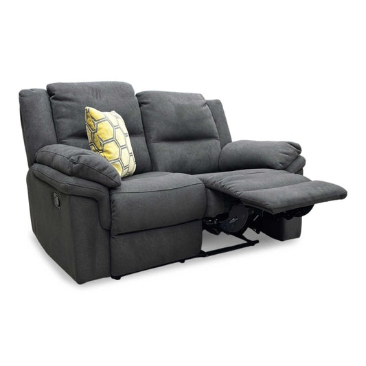 ‘Albion’ Charcoal Chenille 2 Seater High Back Manual Recliner Sofa