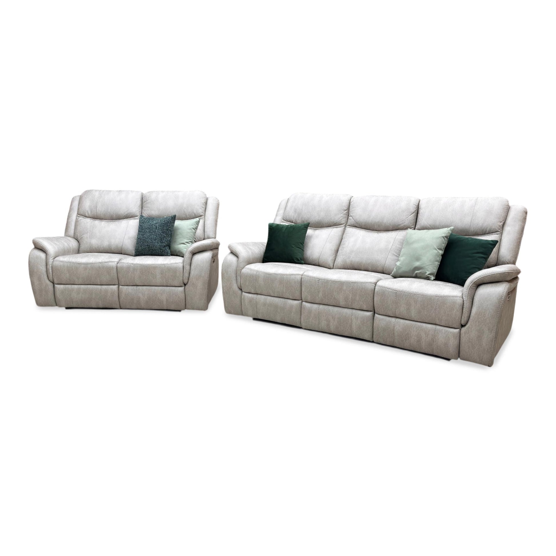Side view of the integrated power reclining mechanism, showing the quiet operation of the footrest and backrest adjustments via the side touch controls.