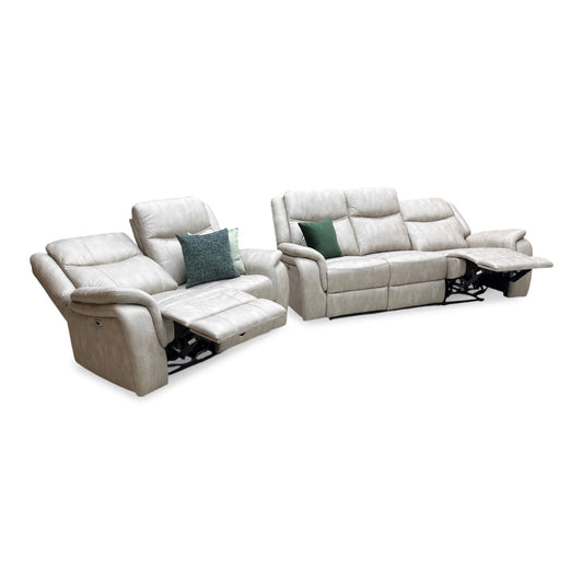 ‘Texas’ Stainley Stone Microfibre 3 + 2 Seater Power Recliner Sofa Set