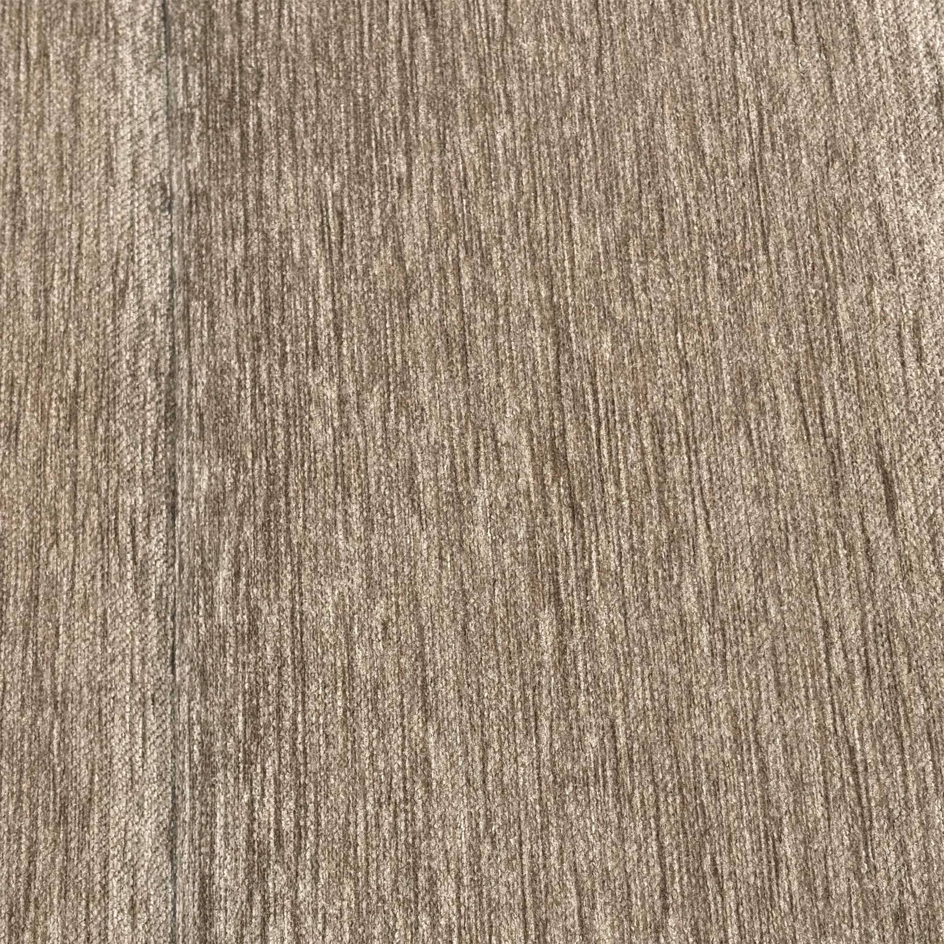 Close-up shot of the Destiny Storm Oatmeal fabric on the G Plan sofa, highlighting the intricate multi-tonal neutral weave, premium soft-touch texture, and clean tailored seams.