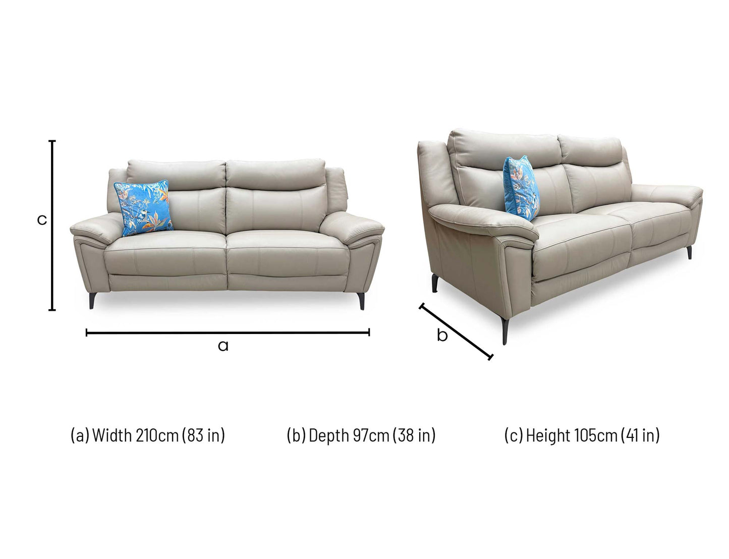 'Panache' Oyster Cat-40-08 Leather 3 Seater Sofa