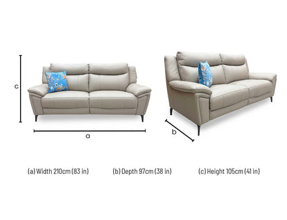 'Panache' Oyster Cat-40-08 Leather 3 Seater Sofa