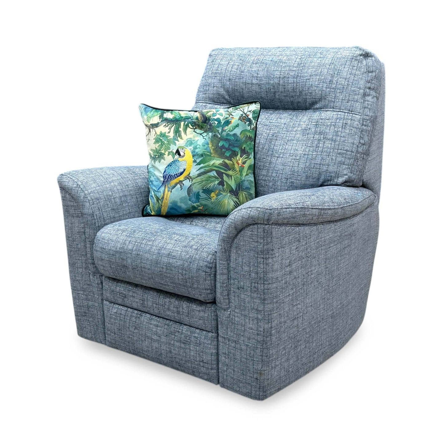 Side profile of the ‘Hudson 23’ chair, highlighting the ergonomic, sweeping curve of the backrest, substantial arm padding, and low-profile glides.