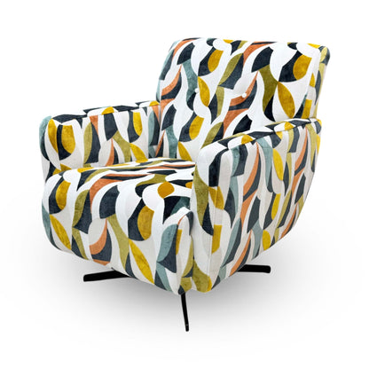 Side profile of the ‘Hedingham’ swivel chair, highlighting its elegantly sloped barrel back design and seamless, low-profile base.