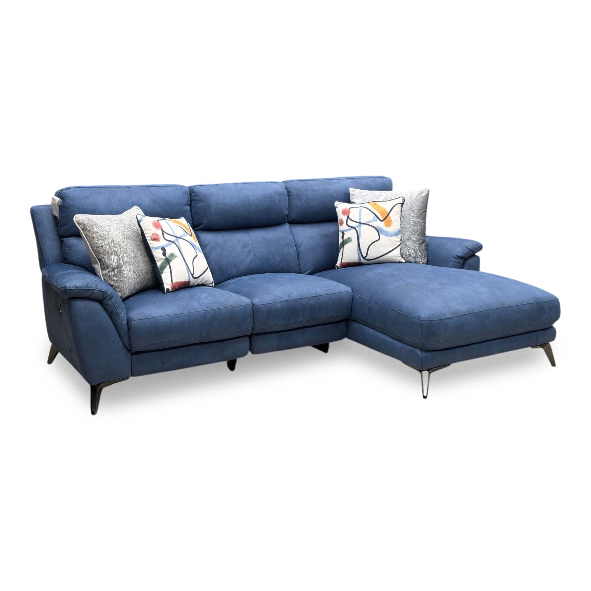 ‘Contempo’ Bfa-Blj-R10 Blue Suede Fabric Power Recliner Right Hand Facing Chaise End Sofa - product photo 5
