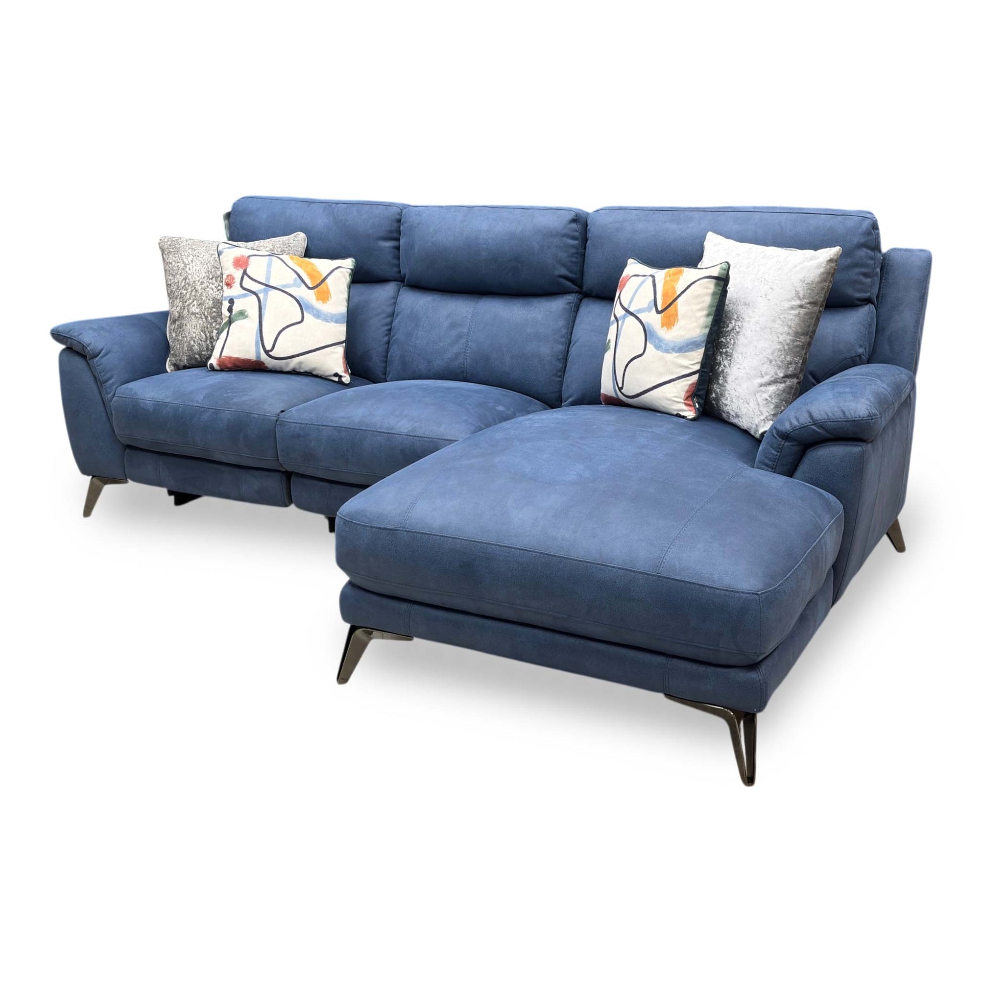 ‘Contempo’ Bfa-Blj-R10 Blue Suede Fabric Power Recliner Right Hand Facing Chaise End Sofa - product photo 6