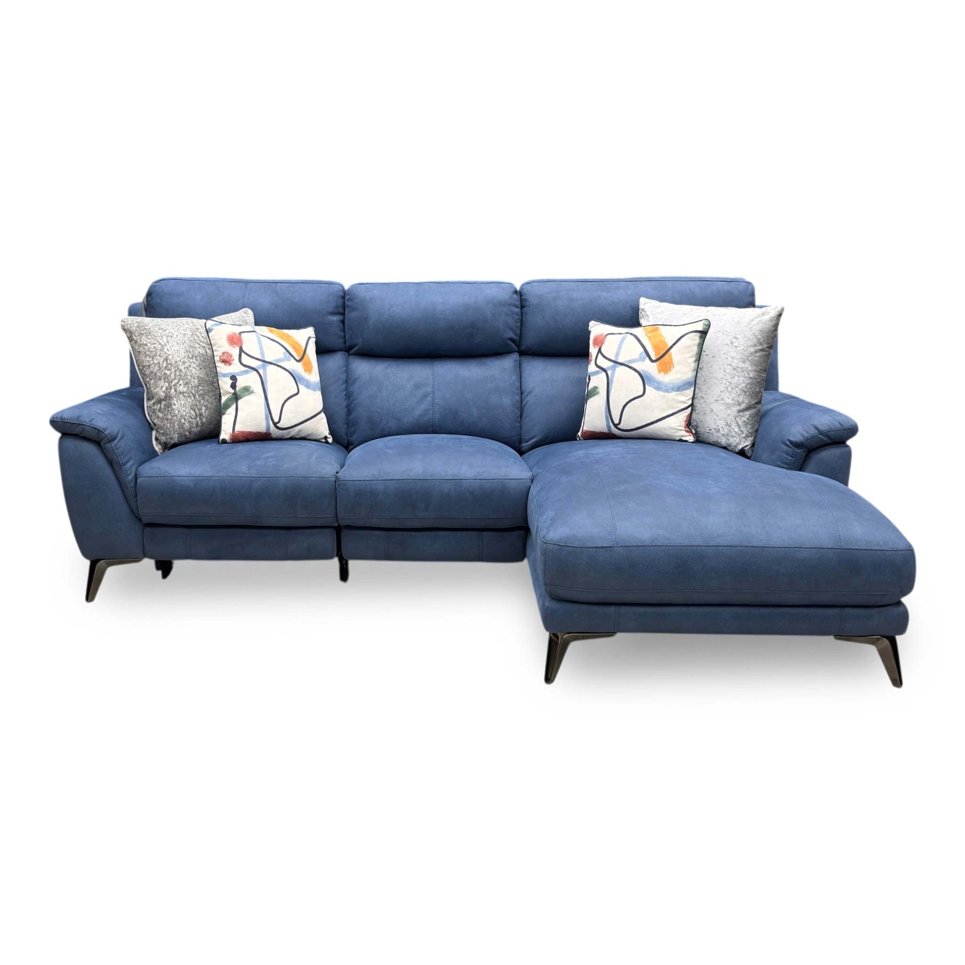 ‘Contempo’ Bfa-Blj-R10 Blue Suede Fabric Power Recliner Right Hand Facing Chaise End Sofa - product photo 3