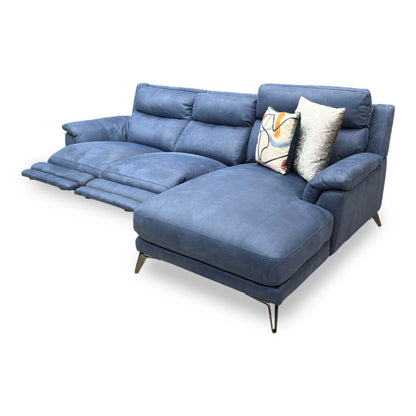 ‘Contempo’ Bfa-Blj-R10 Blue Suede Fabric Power Recliner Right Hand Facing Chaise End Sofa - product photo 4