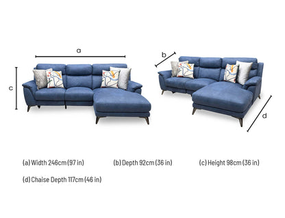 ‘Contempo’ Bfa-Blj-R10 Blue Suede Fabric Power Recliner Right Hand Facing Chaise End Sofa - product photo 10