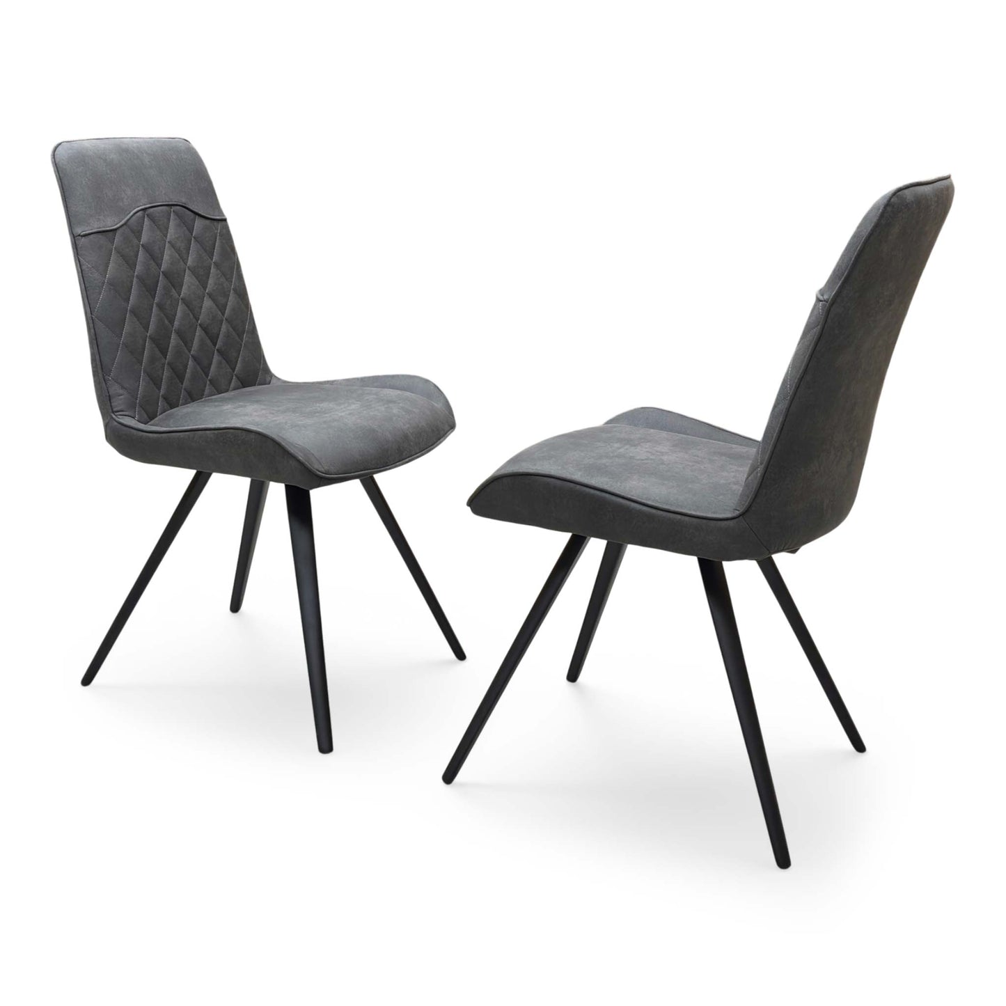Side profile of the ‘Warrior’ dining chair, highlighting the clean, continuous curve of the matte black powder-coated cantilever base and the ergonomic slant of the backrest.