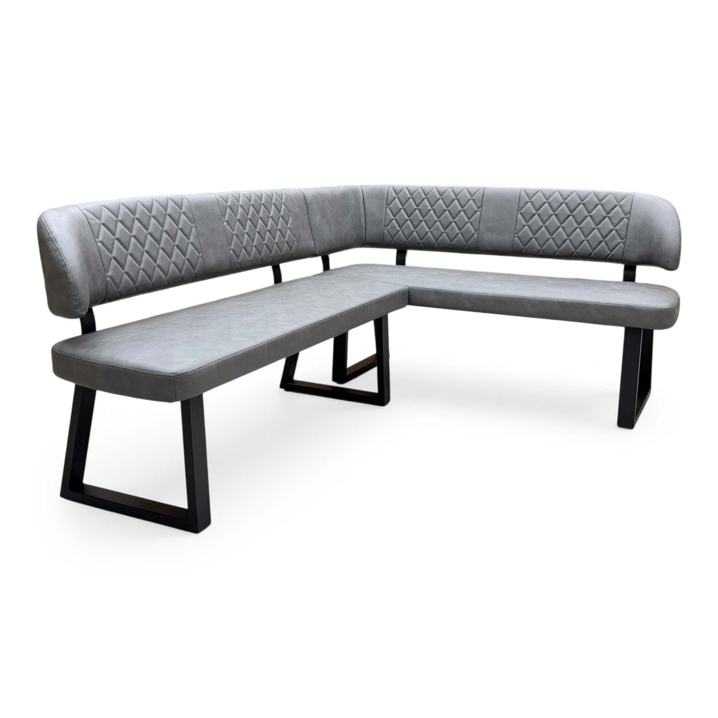 'Venus’ Grey Faux Leather Right Hand Facing Dining Bench