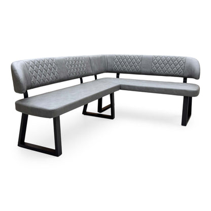 'Venus’ Grey Faux Leather Right Hand Facing Dining Bench