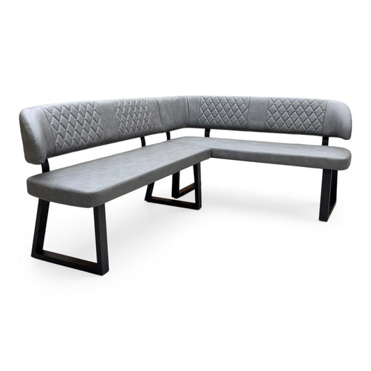 'Venus’ Grey Faux Leather Right Hand Facing Dining Bench