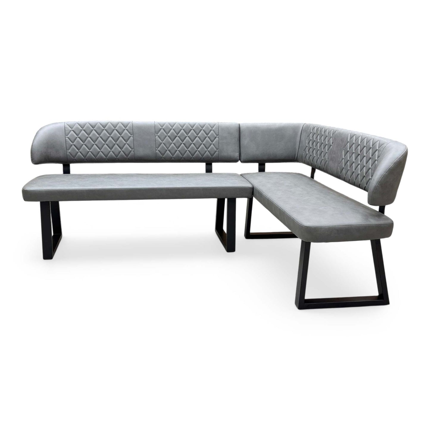 'Venus’ Grey Faux Leather Right Hand Facing Dining Bench