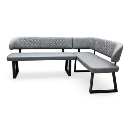 'Venus’ Grey Faux Leather Right Hand Facing Dining Bench