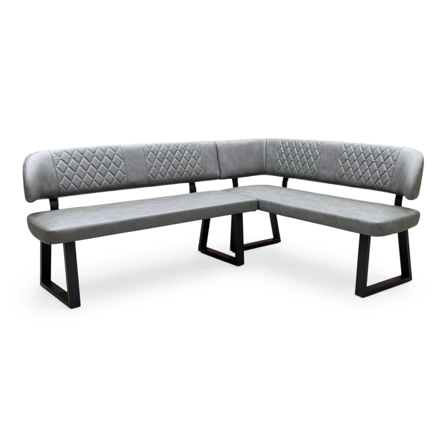 'Venus’ Grey Faux Leather Right Hand Facing Dining Bench