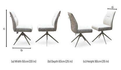 ‘Mirage’ Neutral Fabric Pair of Swivel Dining Chairs