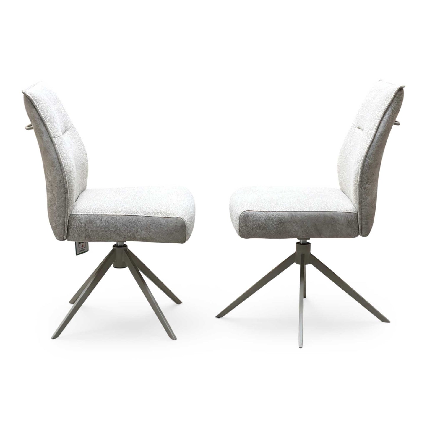 ‘Mirage’ Neutral Fabric Pair of Swivel Dining Chairs