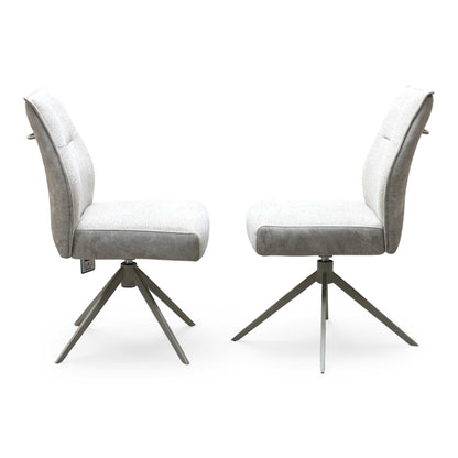 ‘Mirage’ Neutral Fabric Pair of Swivel Dining Chairs