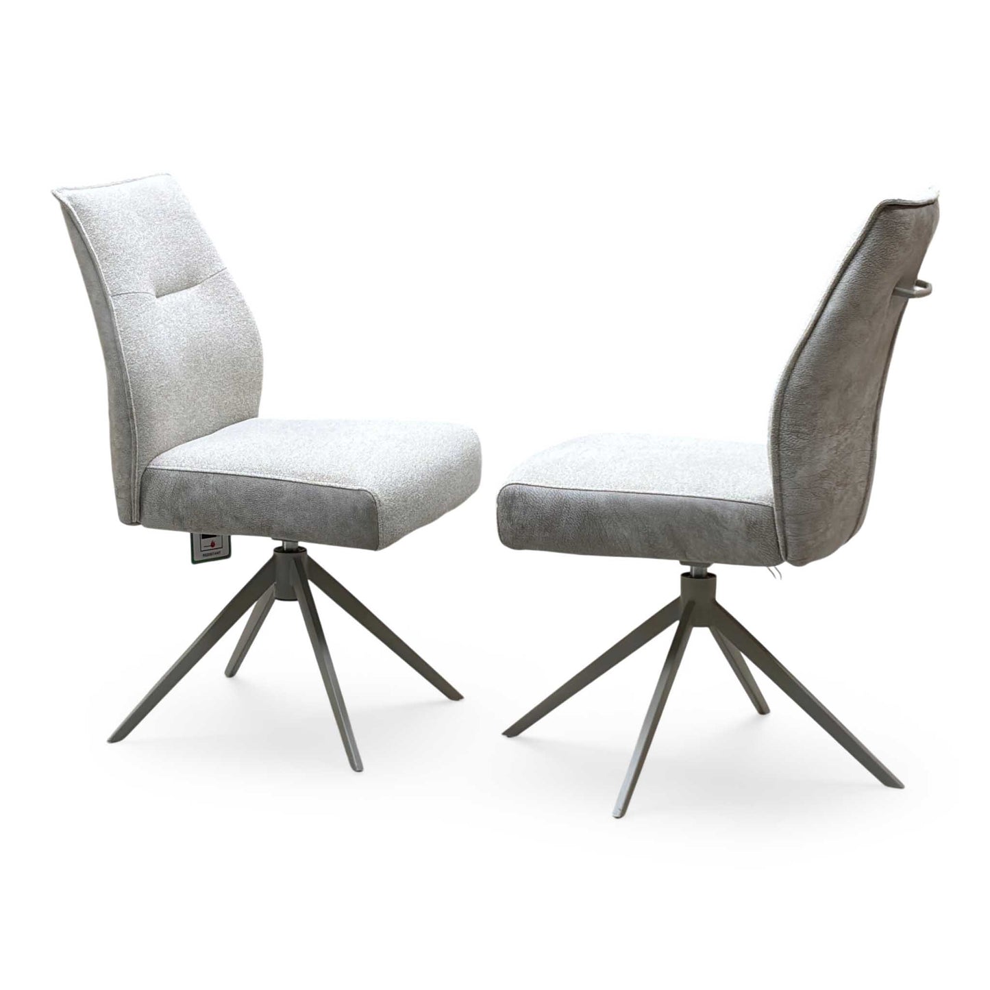 ‘Mirage’ Neutral Fabric Pair of Swivel Dining Chairs