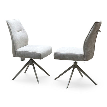 ‘Mirage’ Neutral Fabric Pair of Swivel Dining Chairs