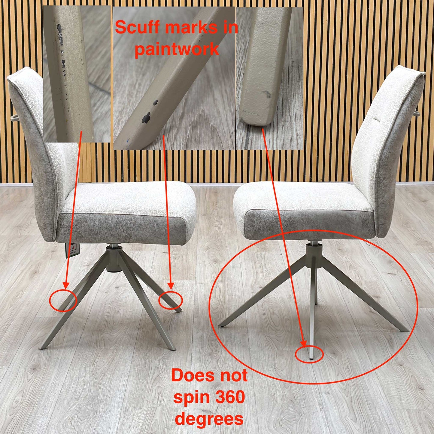 ‘Mirage’ Neutral Fabric Pair of Swivel Dining Chairs