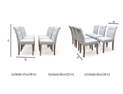 ‘Lewis’ Rectangular 160cm Extending Dining Table and 6 Light Grey Roll Back Faux Leather Chairs Dining Set