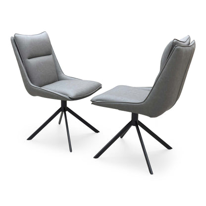 ‘Catalina’ Dark Grey Faux Leather Pair of Swivel Dining Chairs