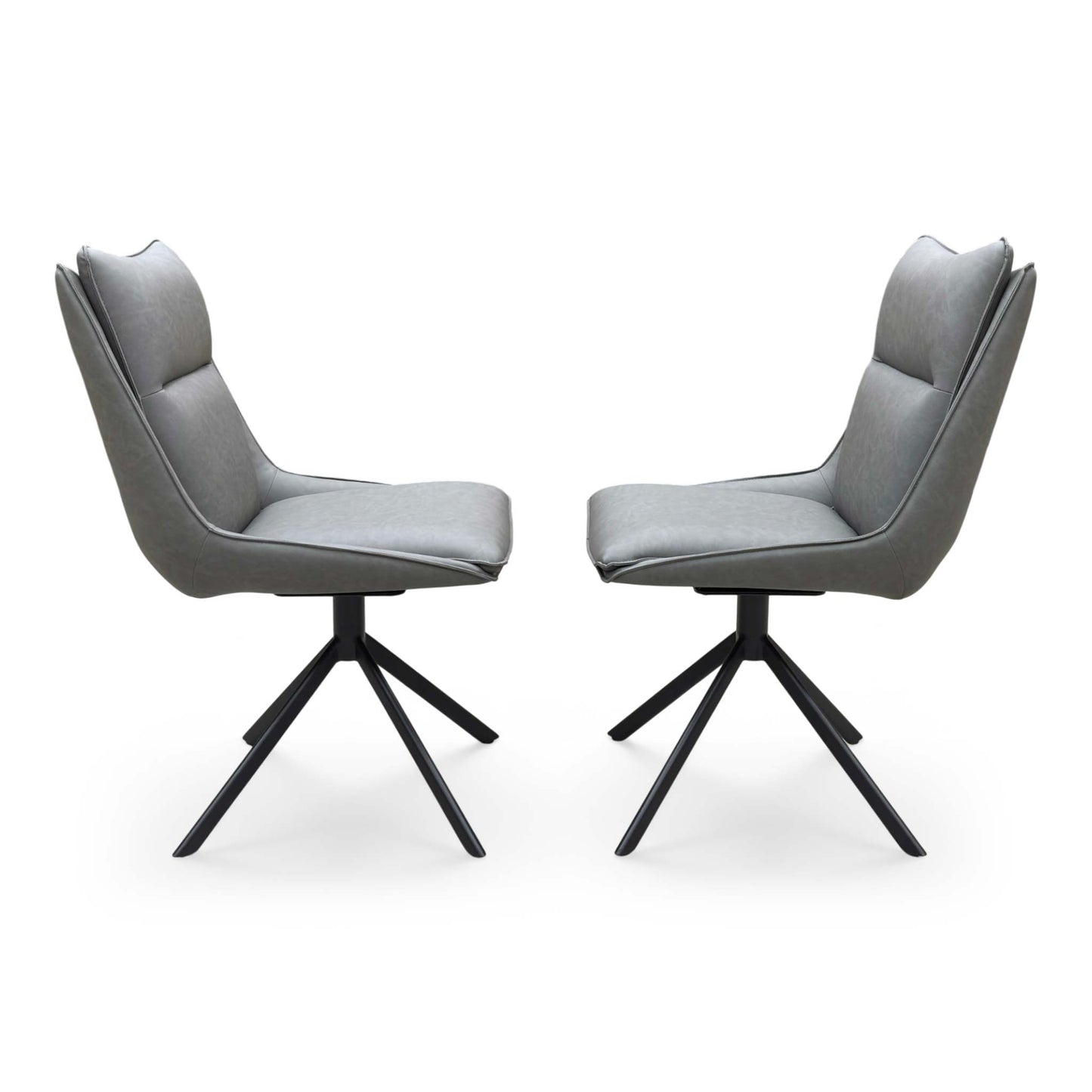 ‘Catalina’ Dark Grey Faux Leather Pair of Swivel Dining Chairs