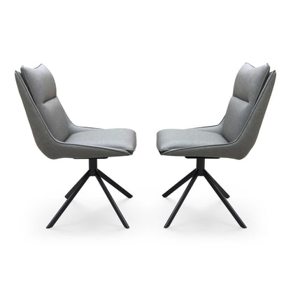 ‘Catalina’ Dark Grey Faux Leather Pair of Swivel Dining Chairs