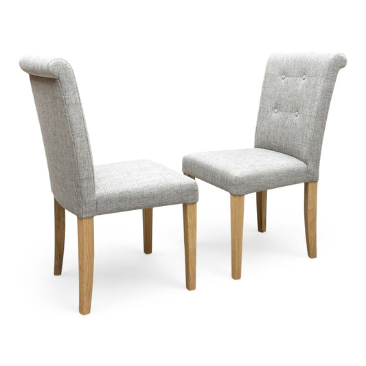 Furnitureland 'Augusta' Clay Grey Pair of Roll Back Upholstered Dining Chairs