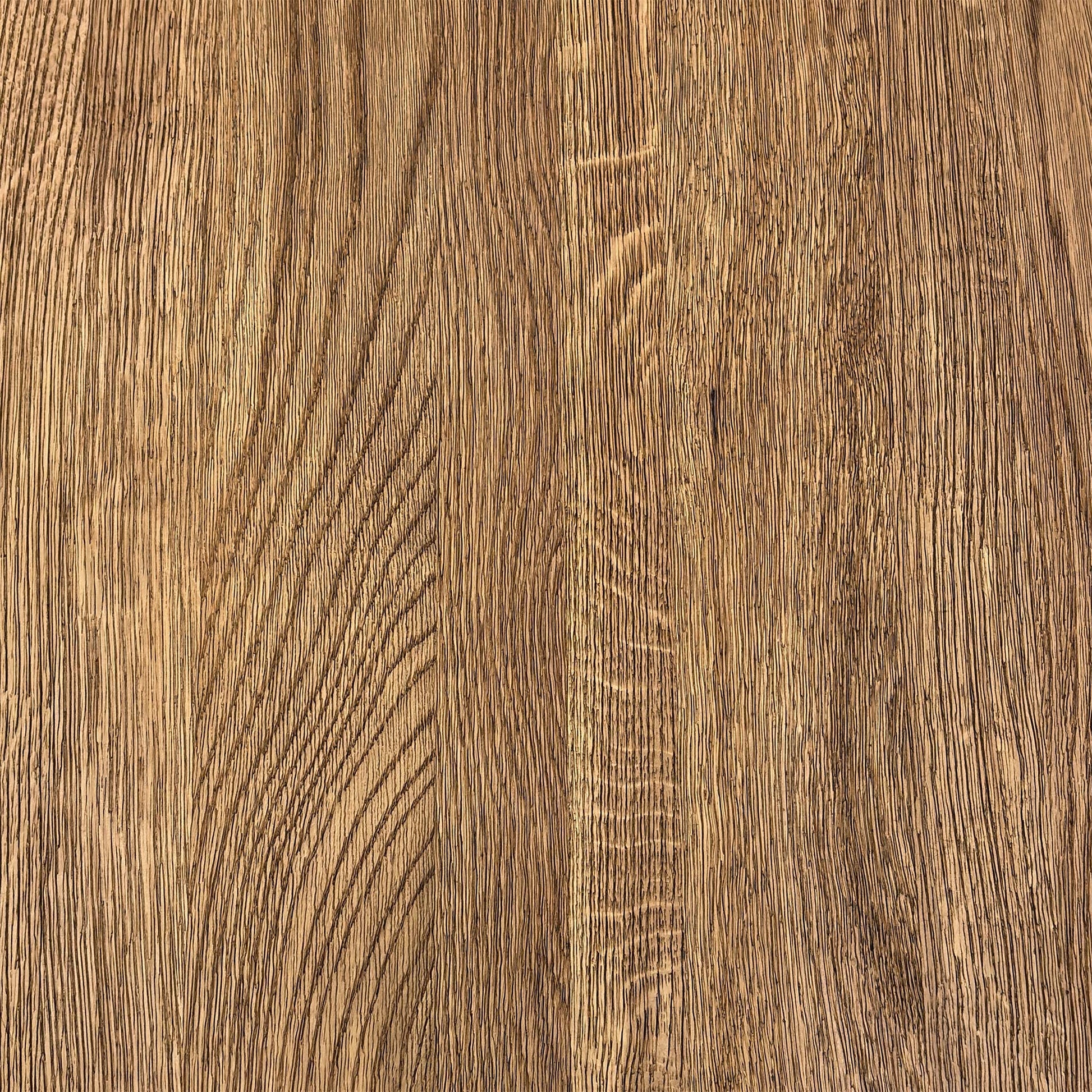 Macro view of the Earth extension leaf surface, emphasizing the high-quality natural oak grain patterns, unique timber characteristics, and smooth protective coating.