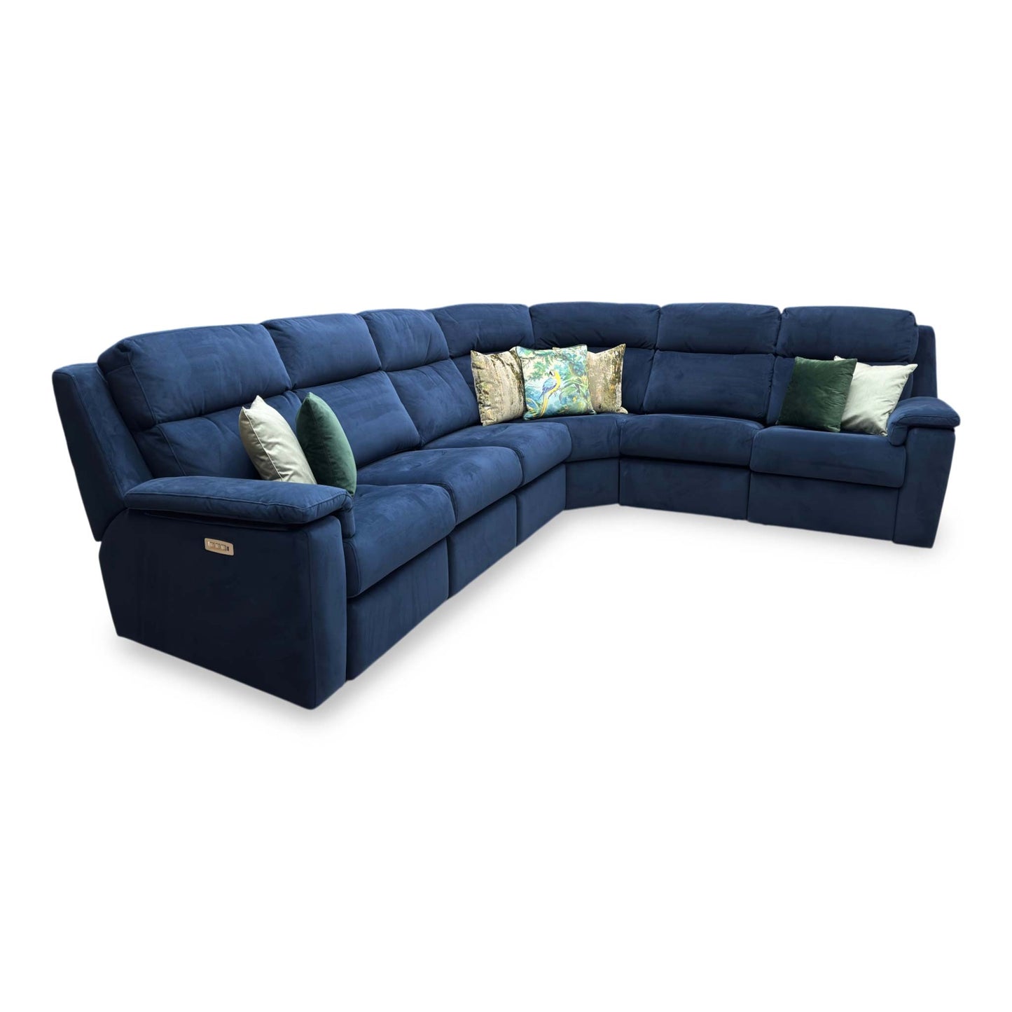 G Plan ‘Thornbury’ A901 Plush Indigo Blue Velvet Power Recliner XL Corner Sofa with Power Headrests and Power Lumbar