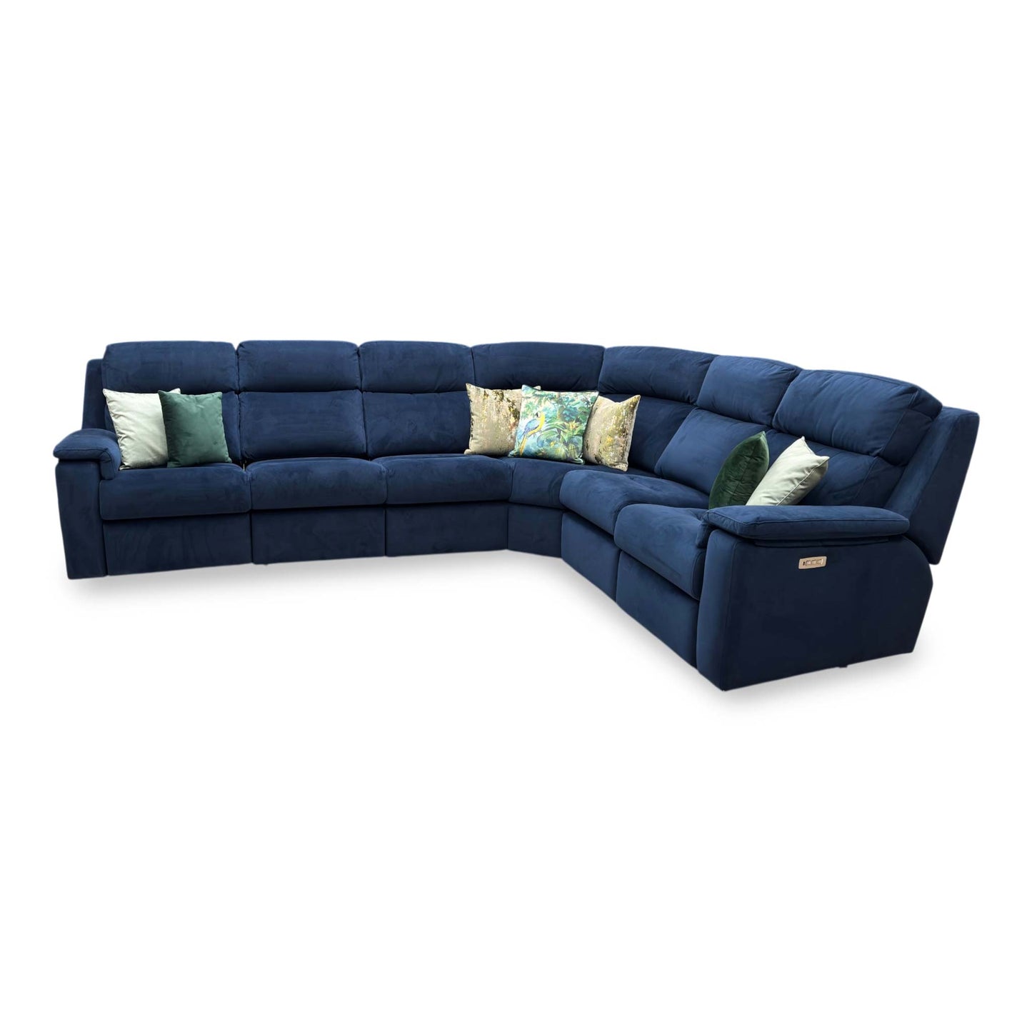 G Plan ‘Thornbury’ A901 Plush Indigo Blue Velvet Power Recliner XL Corner Sofa with Power Headrests and Power Lumbar