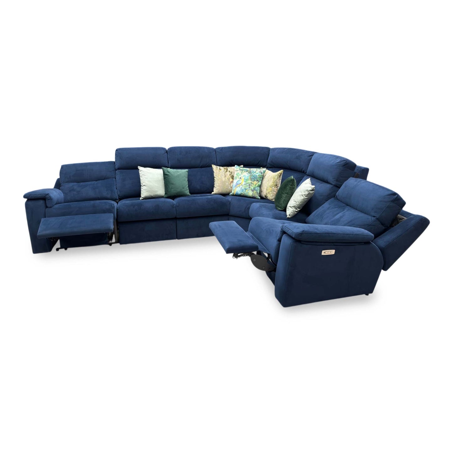G Plan ‘Thornbury’ A901 Plush Indigo Blue Velvet Power Recliner XL Corner Sofa with Power Headrests and Power Lumbar