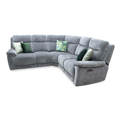 ‘Sloane’ Manhattan Charcoal Grey Fabric Large Power Recliner Corner Sofa