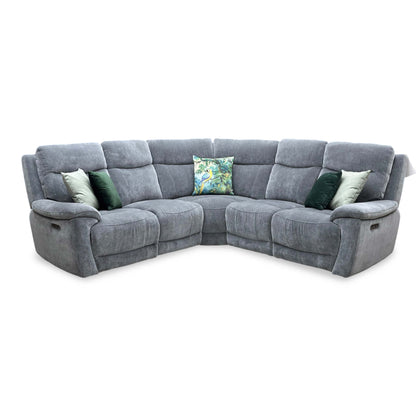 ‘Sloane’ Manhattan Charcoal Grey Fabric Large Power Recliner Corner Sofa