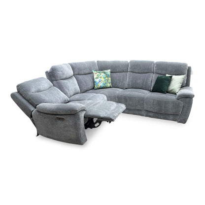 ‘Sloane’ Manhattan Charcoal Grey Fabric Large Power Recliner Corner Sofa