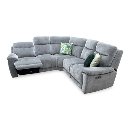 ‘Sloane’ Manhattan Charcoal Grey Fabric Large Power Recliner Corner Sofa