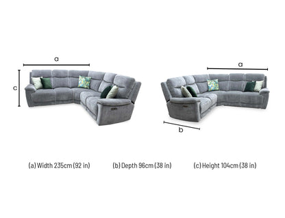 ‘Sloane’ Manhattan Charcoal Grey Fabric Large Power Recliner Corner Sofa