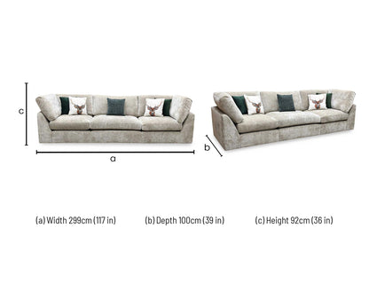 ‘Savoy’ Imperial Pebble Fabric 3 Seater Sofa