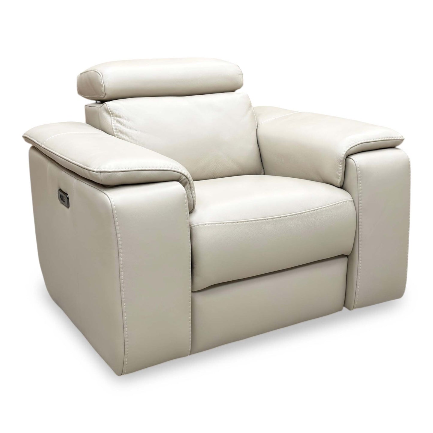 Nicoletti ‘Davide’ Torello 371 Ice Grey Leather Swivel Rocker Power Recliner Chair