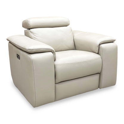 Nicoletti ‘Davide’ Torello 371 Ice Grey Leather Swivel Rocker Power Recliner Chair