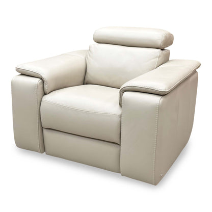 Nicoletti ‘Davide’ Torello 371 Ice Grey Leather Swivel Rocker Power Recliner Chair