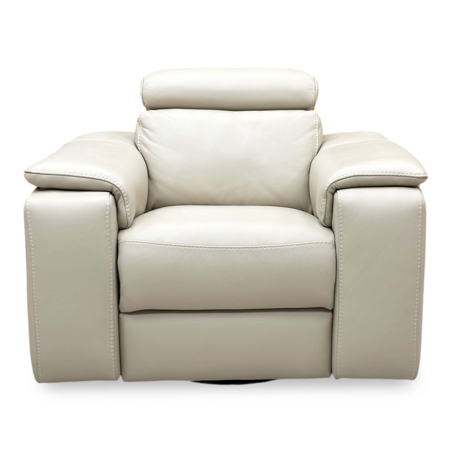 Nicoletti ‘Davide’ Torello 371 Ice Grey Leather Swivel Rocker Power Recliner Chair