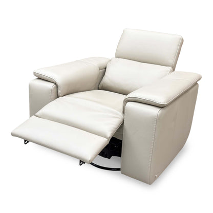 Nicoletti ‘Davide’ Torello 371 Ice Grey Leather Swivel Rocker Power Recliner Chair