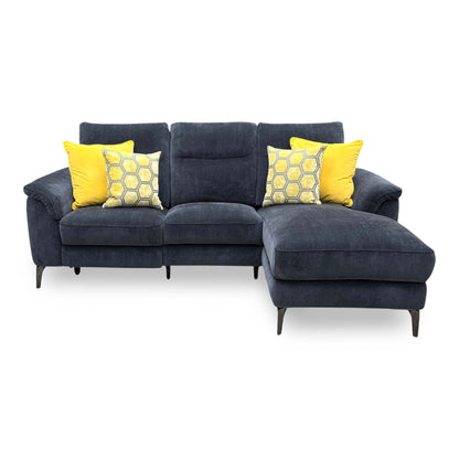 ‘Morgan’ Manhattan Indigo Fabric 3 Seater Power Recliner Sofa with Chaise End