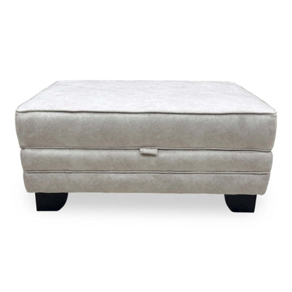 'Mariah' Dapple Ivory Fabric Large Storage Footstool