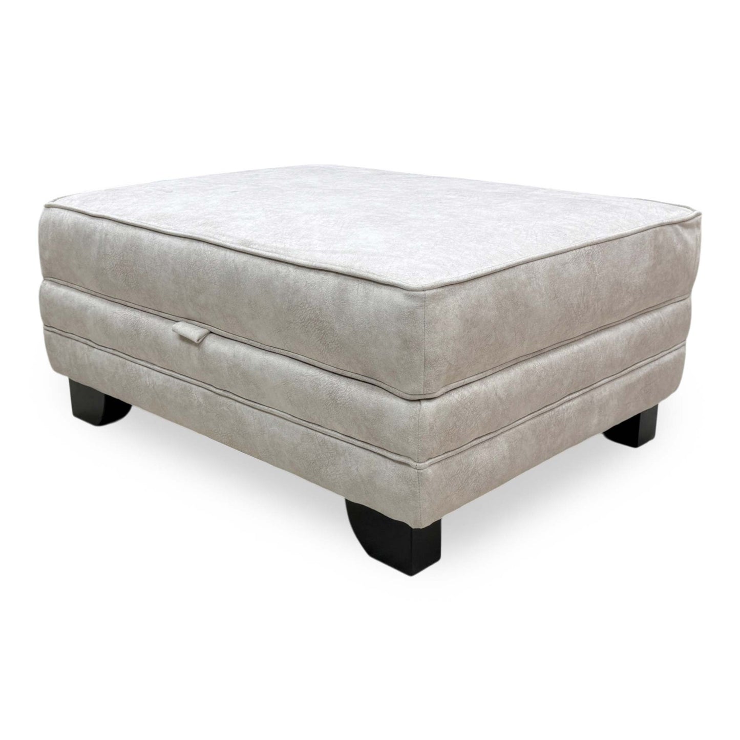 'Mariah' Dapple Ivory Fabric Large Storage Footstool